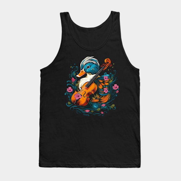 Mandarin Duck Playing Violin Tank Top by JH Mart